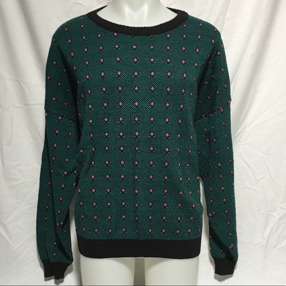 Oversized Vintage Green and Pink Pullover